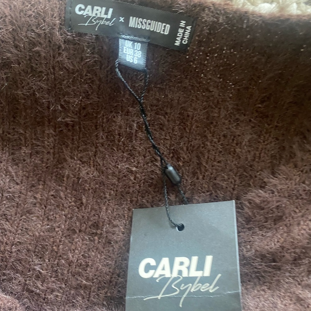 CARLI BYBEL X MISSGUIDED CHOCOLATE CO ORD FLUFFY KNIT SET - Picture 6 of 9